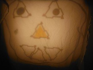 Pumpkin face made with projector.