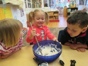  Making bread together.